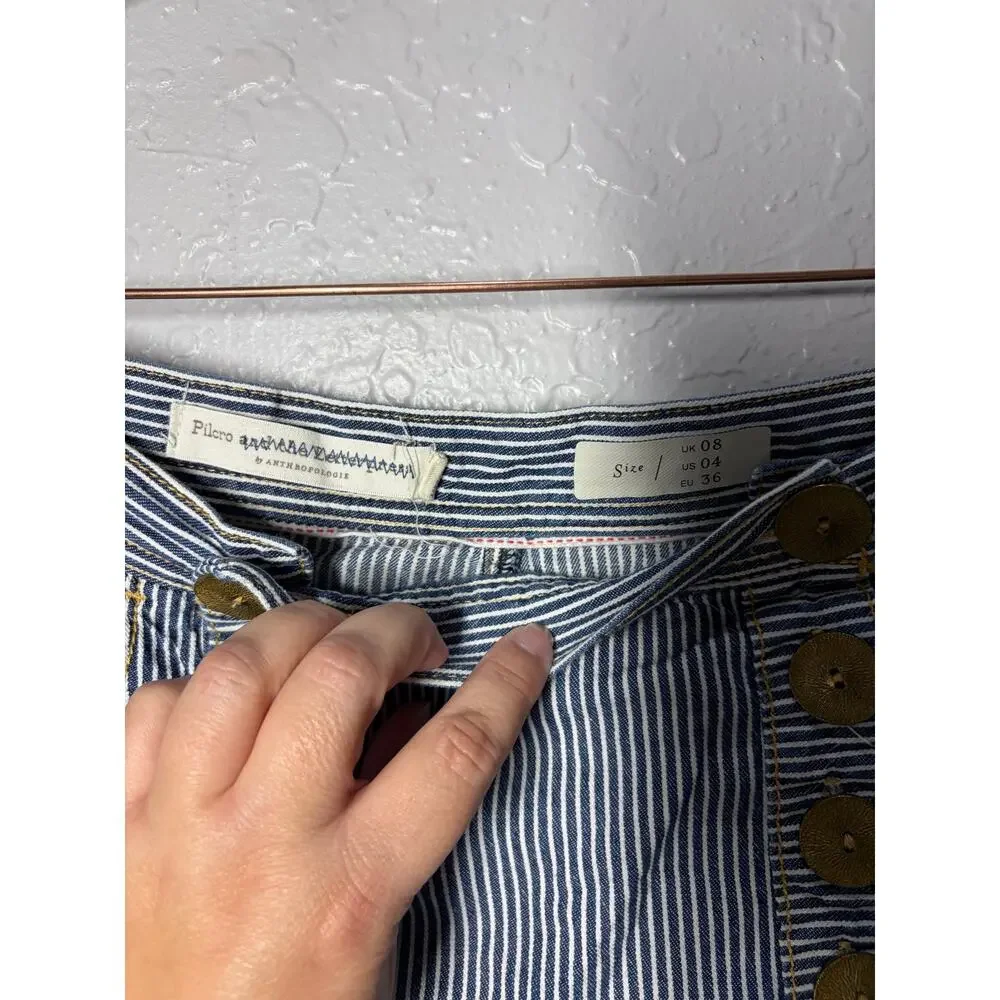 Anthropologie Pilcro and the Letterpress Striped Denim Skirt Sz 4